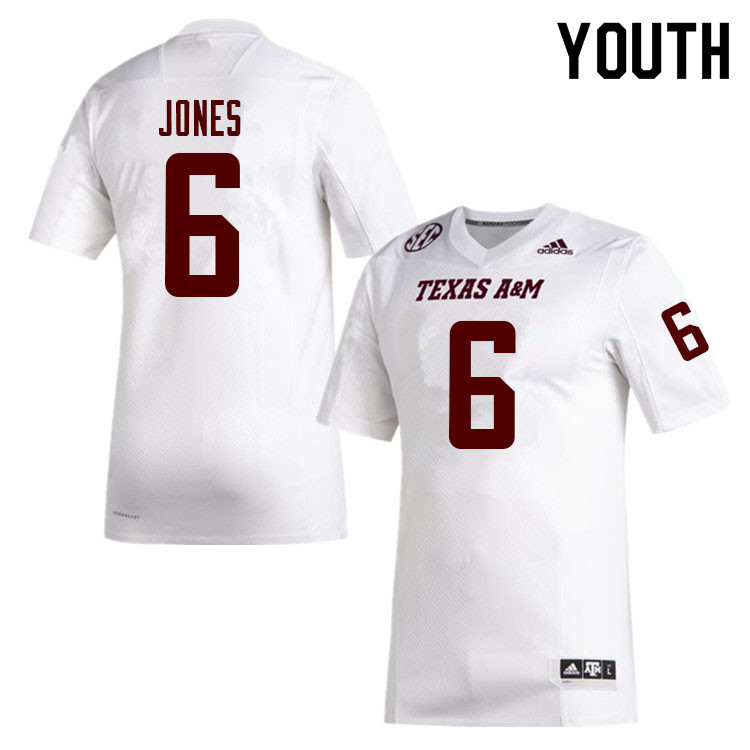 Youth #6 Adarious Jones Texas A&M Aggies College Football Jerseys Sale-White - Click Image to Close